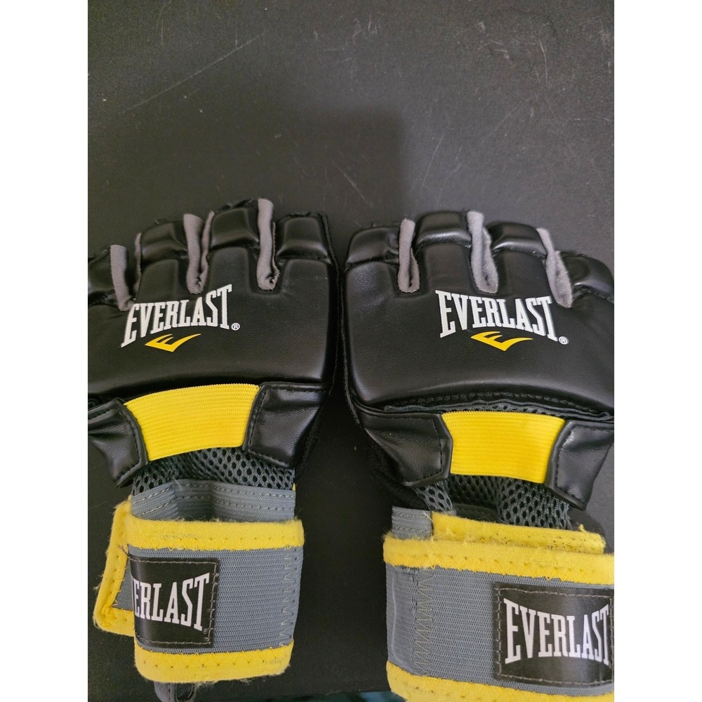 Everlast MMA Grappling Gloves Black Yellow Padded Training Sparring PO-007372